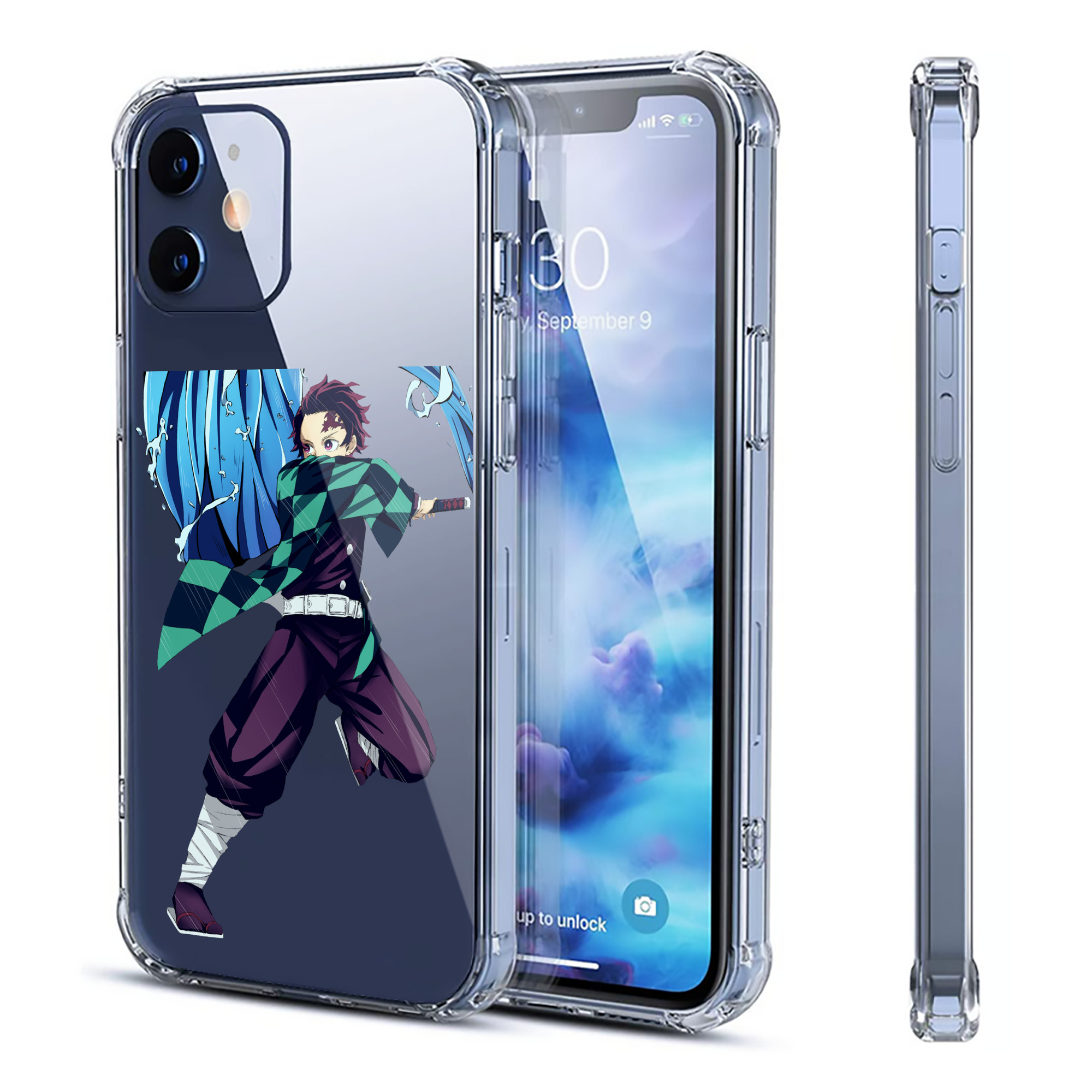 （画像用） 鬼滅の刃 竈門 炭治郎／かまど たんじろう Kamado Tanjirou 【iPhone 12シリーズ対応】透明スマホケース（クリアソフトケース）